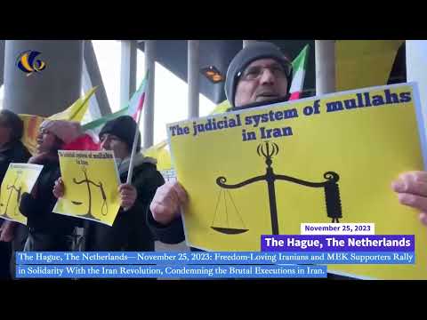 The Hague, The Netherlands—Nov 25, 2023: MEK Supporters Rally in Solidarity With the Iran Revolution