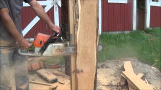 Cutting my own boards using a Mini chainsaw mill. I was surprised at how well it worked.