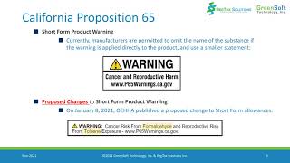 What are the warning label requirements for businesses under California Proposition 65?