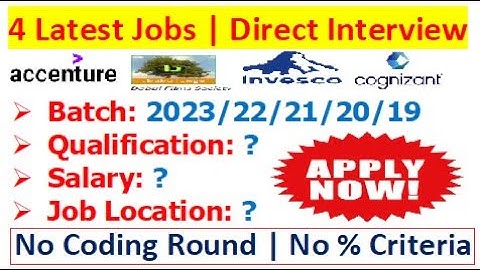4 Latest Jobs | Accenture + Cognizant + Invesco + NGO | No Coding Round | Direct Interview