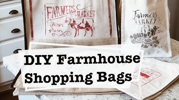 DIY STENCIL ON BURLAP & CANVAS | HOBBY LOBBY SHOP WITH ME | FARMHOUSE SHOPPING BAGS