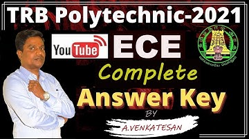 TRB ECE COMPLETE ANSWER  KEY 2021 / TRB POLYTECHNIC/TRB POLYTECHNIC ECE ANSWER KEY 2021/TRB ECE 2021