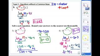Solving Exponential Equations using Logs - Day 4 notes