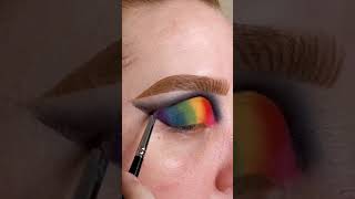 Rainbow Eye Makeup Tutorial 😍✨🌈👆 #eyeshadow  #SHORTS