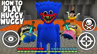 HOW TO TROLL MINIONS AS HUGGY WUGGY Poppy Playtime in MINECRAFT ! SQUID GAME DOLL MINIONS Gameplay
