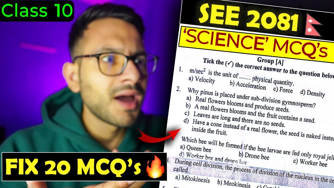 Top 20 MCQ's in SCIENCE SEE 2081 Boards🔥! Class 10🇳🇵
