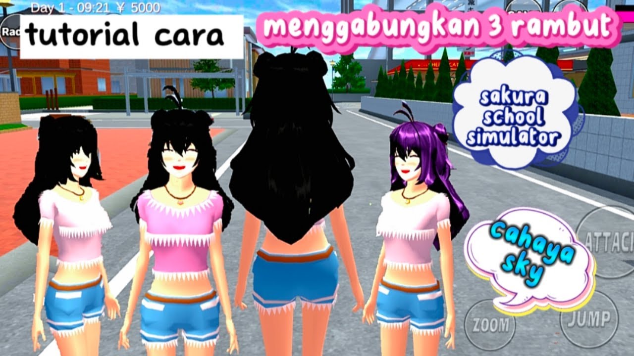 Tutorial cara menggabungkan 3 rambut # sakura school simulator @ cahaya ...