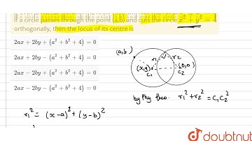 If a circle passes through the point (a,b) and cuts the circle `x^(2)+y^(2)=4` orthogonally,