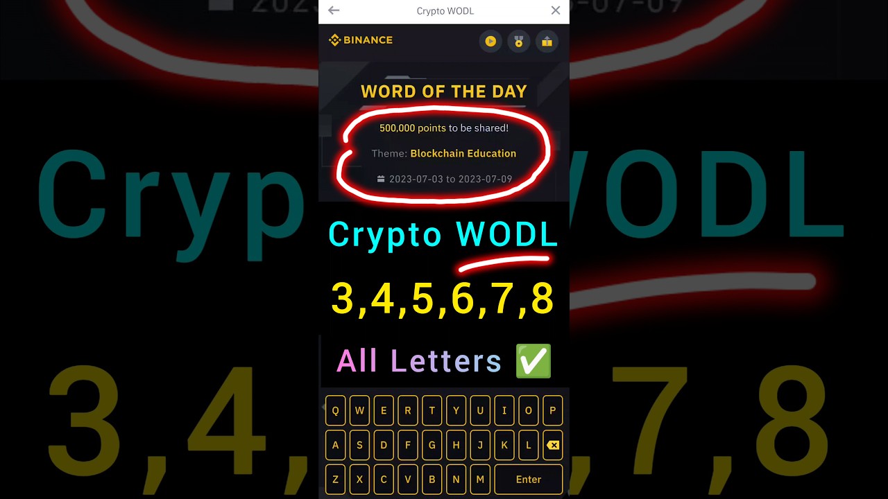 Binance Crypto WODL Answers Today | Blockchain Education Theme Word of the  day | All Letters - YouTube