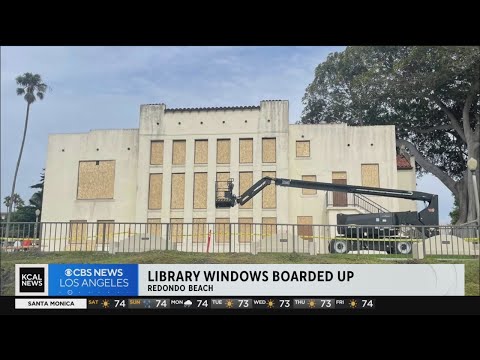 Redondo Beach boards up windows of historic library due to potential storm