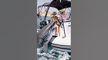 POV: A man defends his wife from a shark attack while they were going for a walk in a zodiac#pov #ai