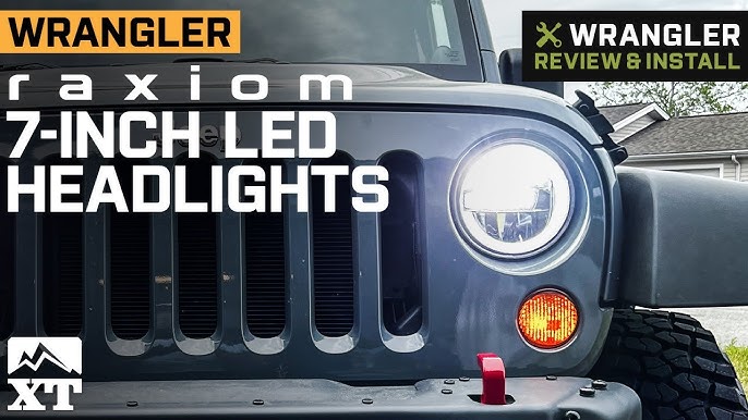 Jeep Wrangler JK Axial LED Headlights; Black Housing Review & Install -  YouTube