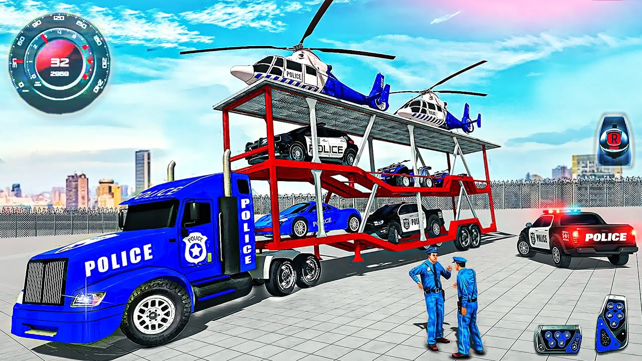 NYPD Police Car Offroad Transport Truck - Transporter Trailer Driver 3D Simulator - Android GamePlay