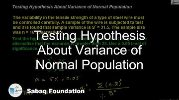 Testing Hypothesis About Variance of Normal Population, Statistics Lecture | Sabaq.pk