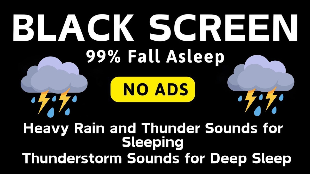 🔴 Heavy Rain and Thunder Sounds for Sleeping ☔︎Perfect for Deep Sleep and Relaxation -Black Screen☔︎