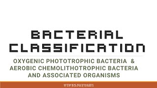 Oxygenic Phototrophic Bacteria  & Aerobic Chemolithotrophic Bacteria and Associated Organisms