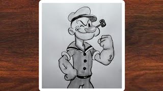 Popeye Drawing How To Draw Popeye The Sailor Man Easy Cartoon Sketch Drawing For Beginners