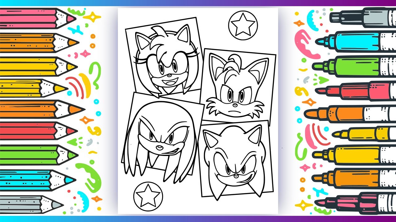 Coloring Sonic the Hedgehog, Knuckles, Tails, and Amy #sonic # ...