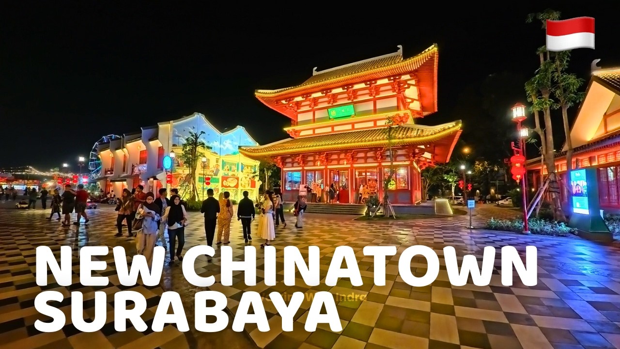 Surabaya’s Best Night Walk at Park Shanghai | Surabaya Indonesia Walking Tour 4K