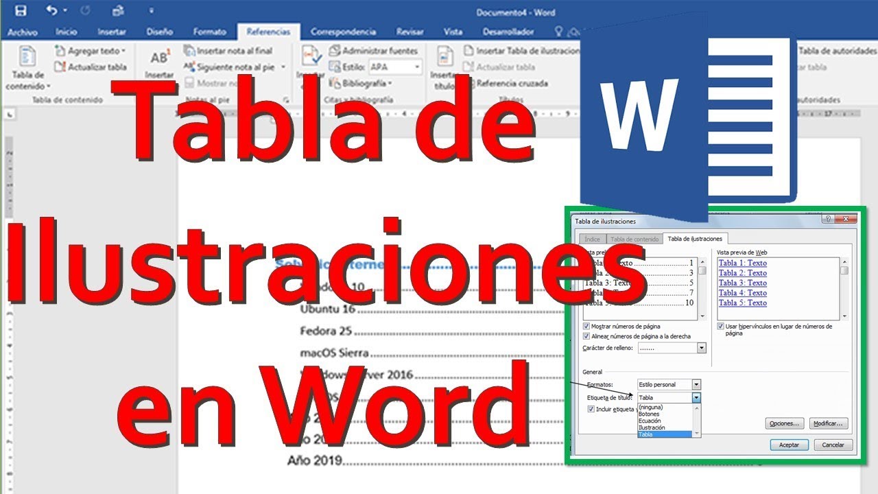 Como Insertar Tabla De Ilustraciones En Word Tablas Automáticas En