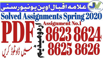 AIOU 8623,8624,8625,8626Assignments No 1/UM/spring 2020/Bed classes /Pdf Download By Joher Videos