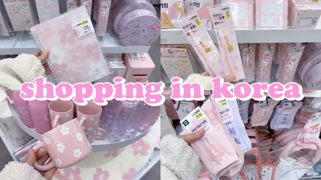 shopping in korea vlog 🇰🇷 daiso stationery haul 🌸 spring 2025 cherry blossom edition