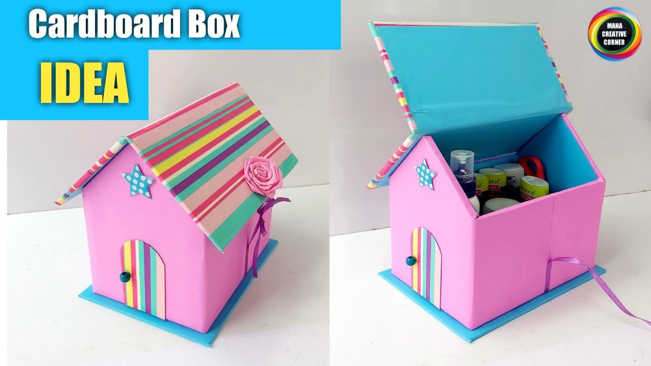 EASY CARDBOARD BOX CRAFT / BEAUTIFUL DIY IDEA WITH WASTE CARDBOARD BOXES/  DIY ORGANIZER BOX 