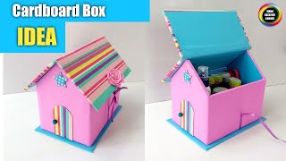 EASY CARDBOARD BOX CRAFT / BEAUTIFUL DIY IDEA WITH WASTE CARDBOARD BOXES/ DIY ORGANIZER BOX screenshot 2