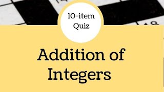 Short quiz | Addition of Integers