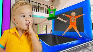 Chris plays with friends and turns House Into a Trampoline Park!