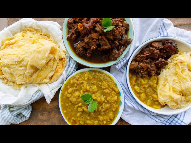 20 min Instant Pot Curry Stew Goat with Skin, Curry Aloo, Soft and Silky Milk Paratha|Garden Update