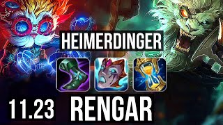 HEIMER vs RENGAR (TOP) | Rank 5 Heimer, 8 solo kills, 1.9M mastery, Dominating | KR Master | 11.23