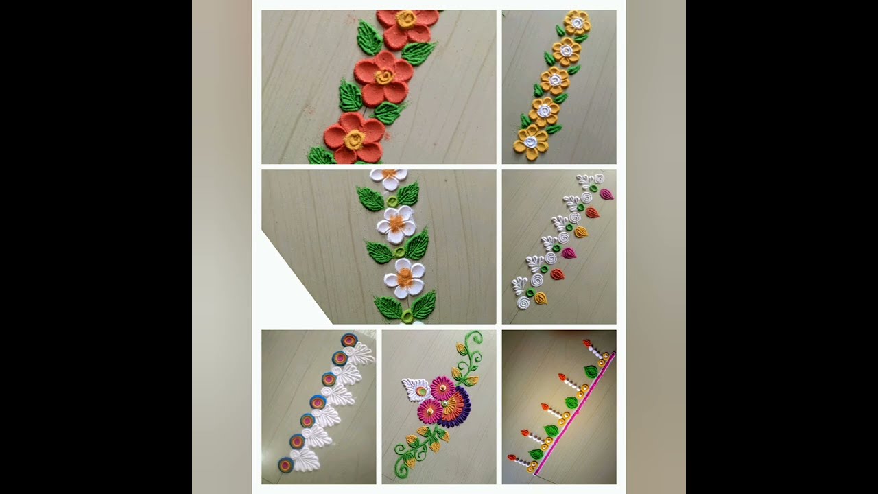 कोणालाही काढता येतील अशा सोप्या आणि सुंदर 7 बॉर्डर रांगोळी डिझाईन#art #howtomakebeautifulrangoli .