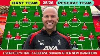 Liverpools First & Reserve Squad After New Transfers In 202526 Season