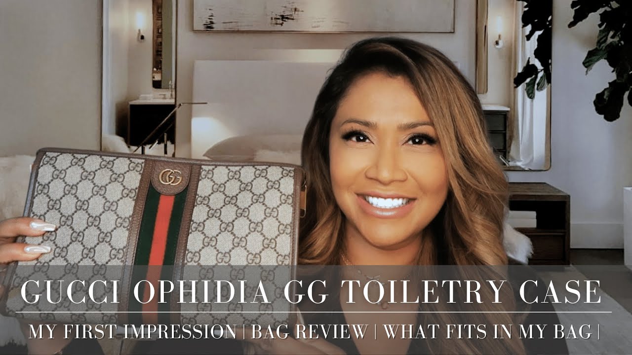 GUCCI OPHIDIA GG TOLIETRY CASE, FIRST IMPRESSIONS, WHAT FITS IN MY BAG