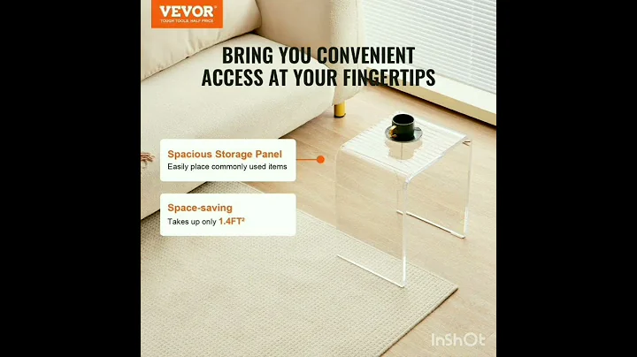 VEVOR Acrylic End Table, 2 pcs C-Shaped Lucite Side Tables, Clear Acrylic Side Table for Drink, Food