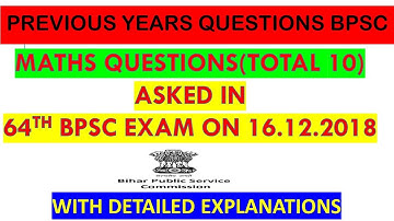 64TH BPSC MATHS SOLUTIONS WITH FULL EXPLANATION