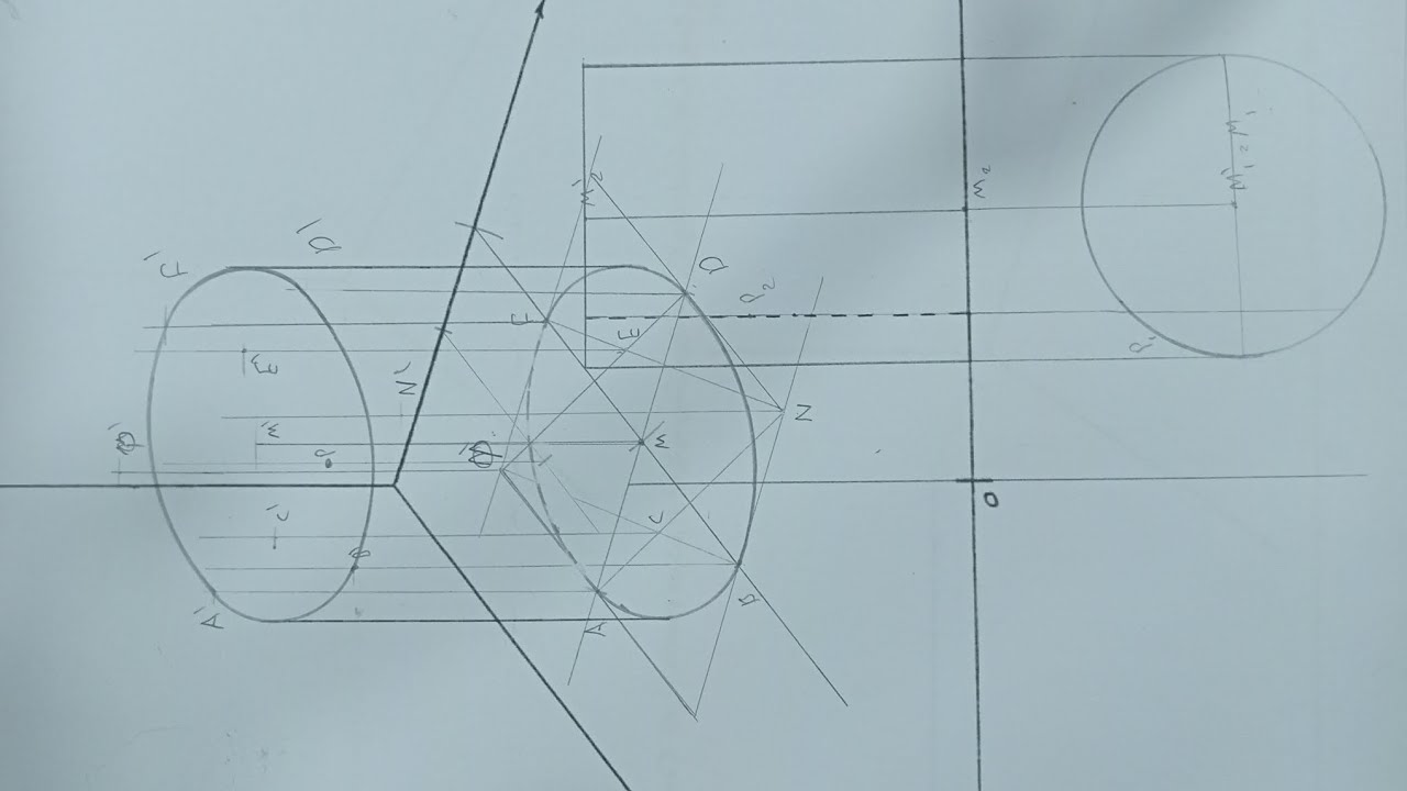 رسم أسطوانة بمعلومية نقطة على سطحها الخارجى | هندسة وصفية