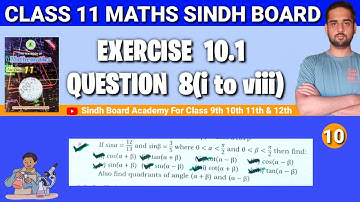 First year Mathematics Sindh Board Chapter 10 Exercise 10.1 Question 8(i to viii) #sindhboard
