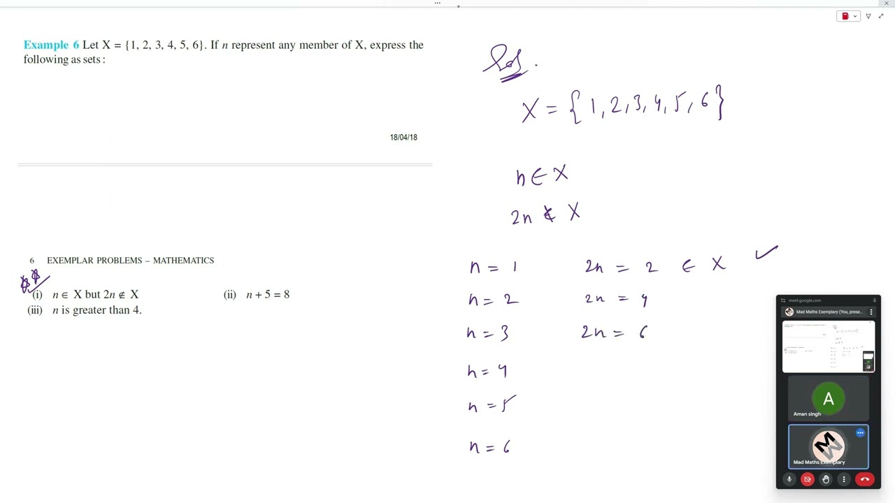 Let X = {1, 2, 3, 4, 5, 6}. If n represent any member of X