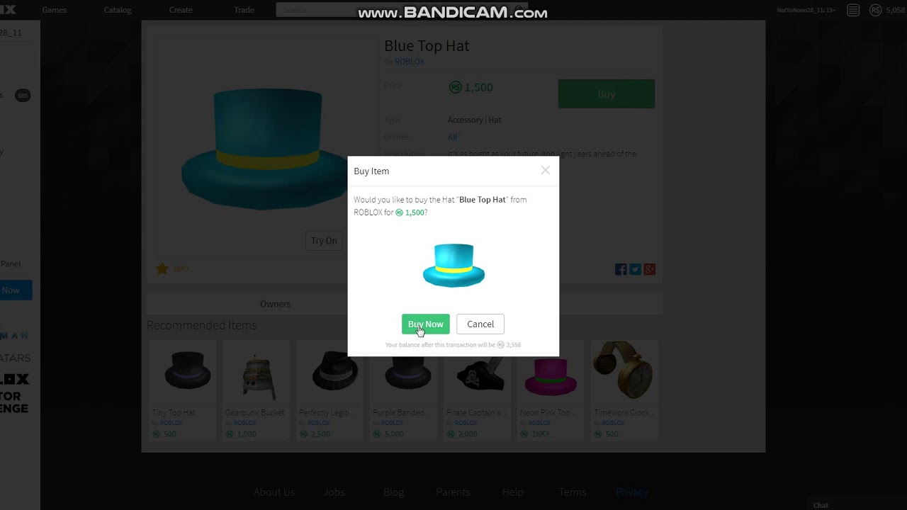 Buying The Blue Top Hat Roblox Youtube - roblox blue top hat