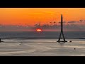 淡江大橋即時高空俯拍畫面08.07欣賞白海豚颱風前淡水河口的氣象萬千 The world's longest single-tower, asymmetric cable-stayed bridge