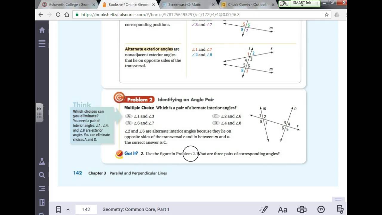 Geom part 1 lesson 3-1 problem 2 - YouTube