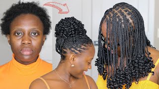 DIY Short Knotless Braids + curls | Easy Hack - Protective Style Tutorial