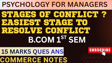 Stages of Conflict | Easiest Stage to Resolve Conflict | Psychology for Managers | BCom 1st Sem | PU