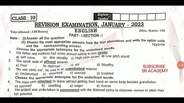 10th standard English first revision 2023 test original question paper Chengalpattu district