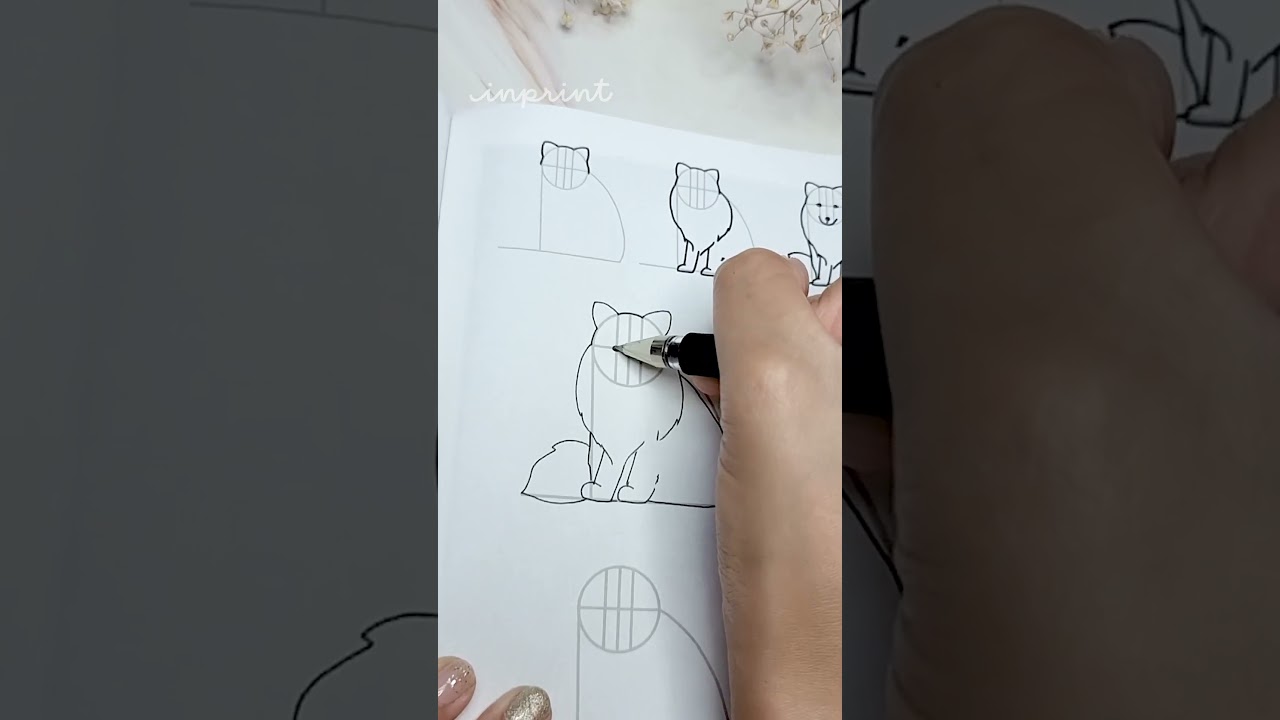 Arctic fox with a bushy tail  