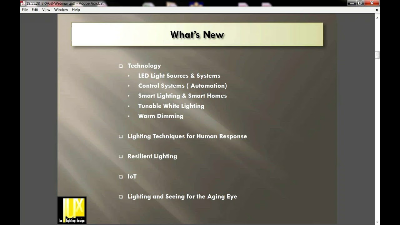 BRAGB Webinar   Lighting Design Technology Trends   2018 11 28