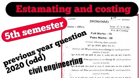 Estamating and costing l previous year question paper for civil engineering 5th sem #civil_5th_sem
