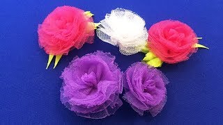 DIY tulle flowers/Flor de tul/Цветок из фатина